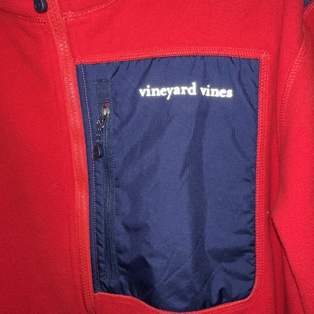 Vineyard Vines Full Zip Fleece Jacket Men's Red With Navy Blue Size XXL - Picture 2 of 11